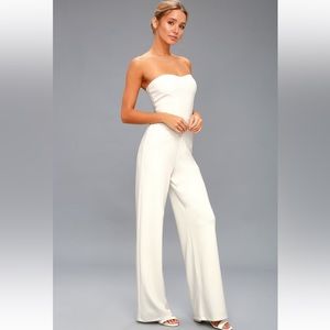 Lulus Edith White Strapless Jumpsuit